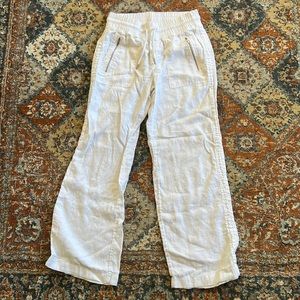 Athleta Cabo Linen Wide Leg Pants - Calla Lilly White Size 6